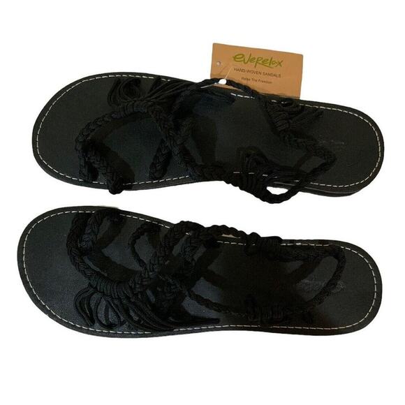 Everelax Women Size 11 Hand Woven Adjustable Straps Rope Braided Flat Sandals - Picture 5 of 10